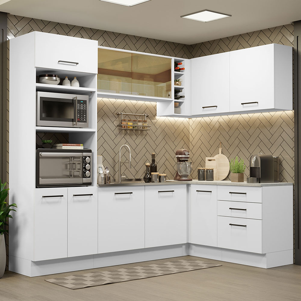 Cocina Integral Esquinera 399cm Blanco Agata 01