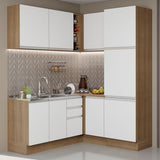 Cocina Integral Esquinera 329cm Marrón/Blanco Glamy Madesa 01