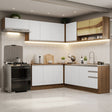 Cocina Integral Esquinera 469cm Marrón/Blanco Glamy Madesa 01