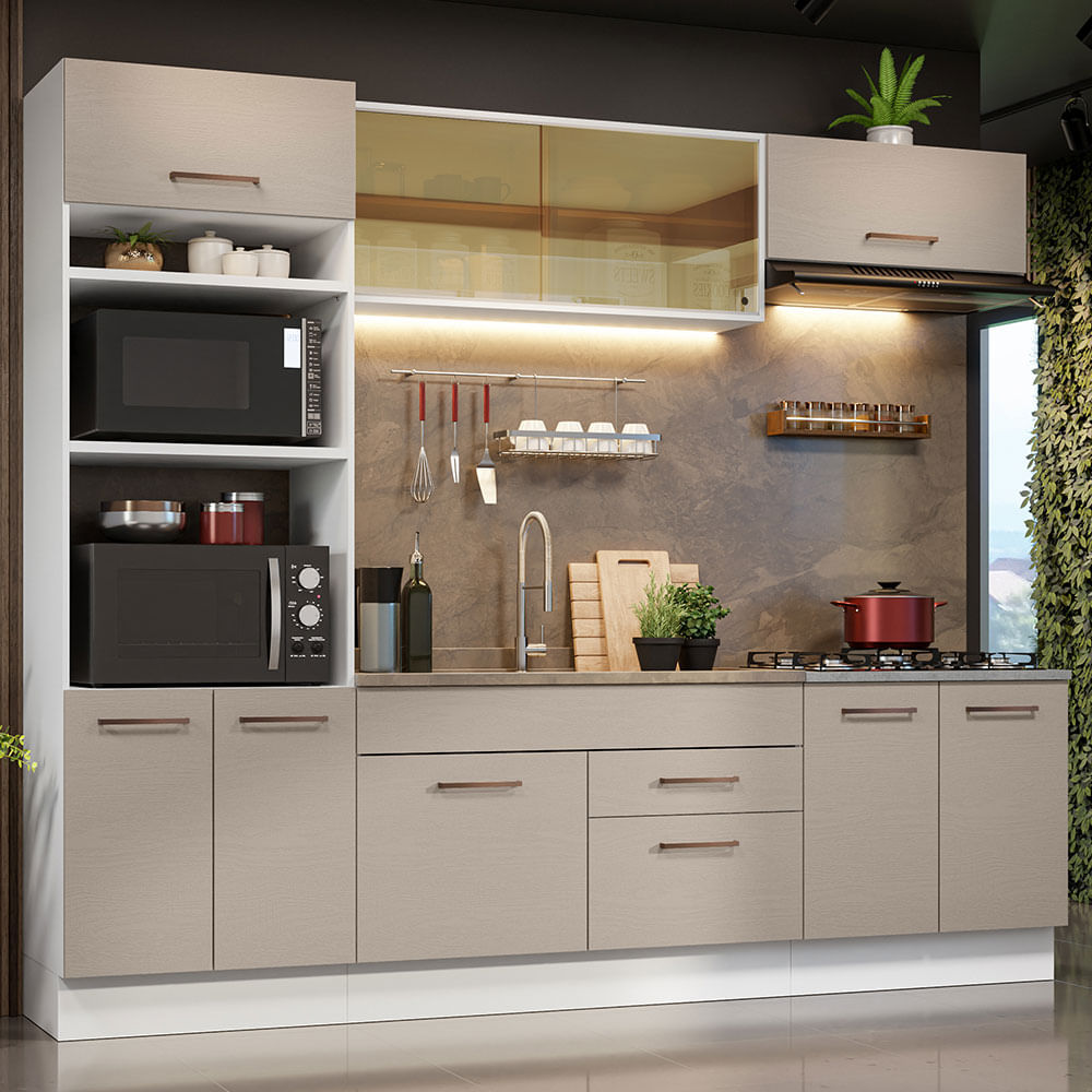 Cocina Integral 270cm Blanco/Crema Agata 03