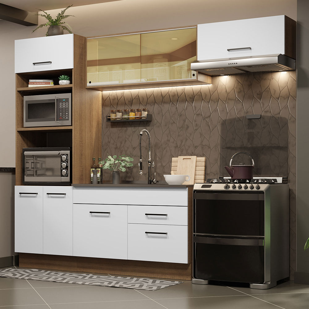 Cocina Integral 270cm Marrón/Blanco Agata 04