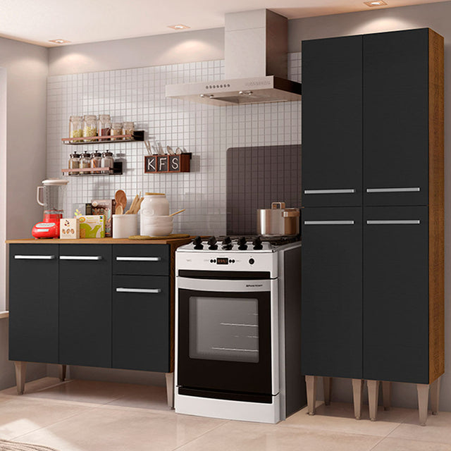 Cocina Compacta 169cm Marrón/Negro Emilly Front Madesa 02