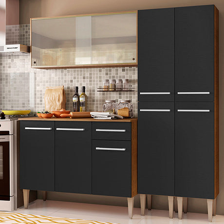 Cocina Integral 169cm Marrón/Negro Emilly Fly Madesa 05
