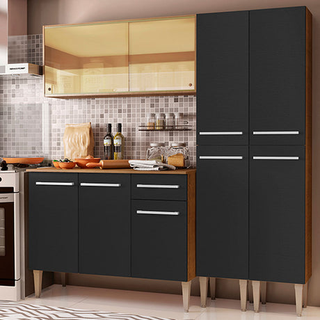 Cocina Compacta 169cm Marrón/Negro Emilly Voice Madesa 06