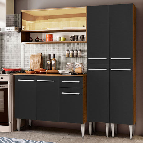 Cocina Compacta 169cm Marrón/Negro Emilly Winter Madesa 08