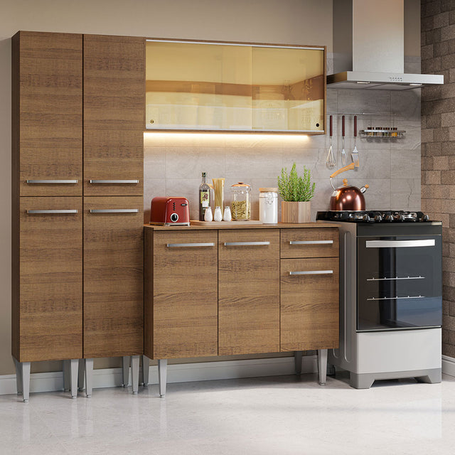 Cocina Compacta 169cm Marrón Emilly Madesa 09