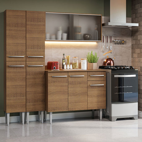 Cocina Compacta 169cm Marrón Emilly Madesa 10