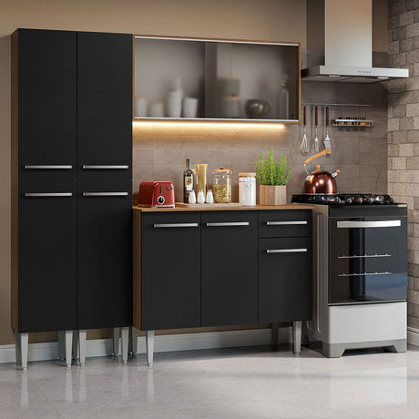 Cocina Compacta 169cm Marrón/Negro Emilly Madesa 10