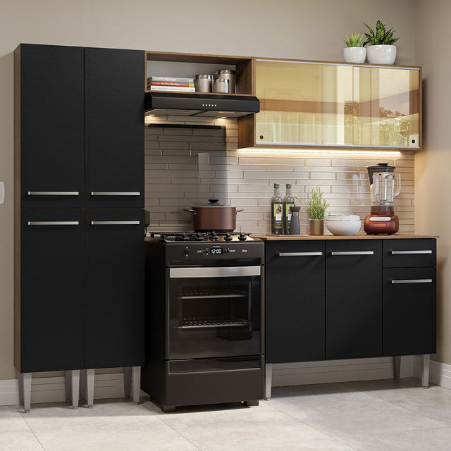 Cocina Integral 229cm Marrón Marrón/Negro Emilly Madesa 06