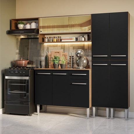 Cocina Integral 229cm Marrón/Negro Emilly Madesa 07