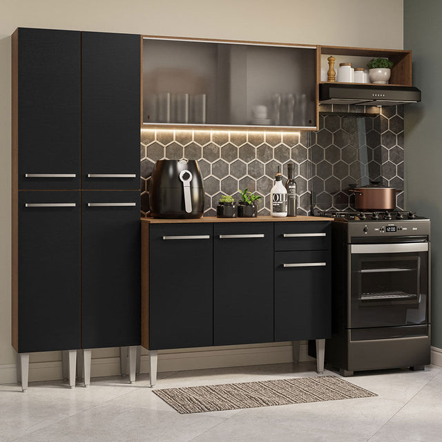 Cocina Integral 229cm Marrón/Negro Emilly Madesa 08