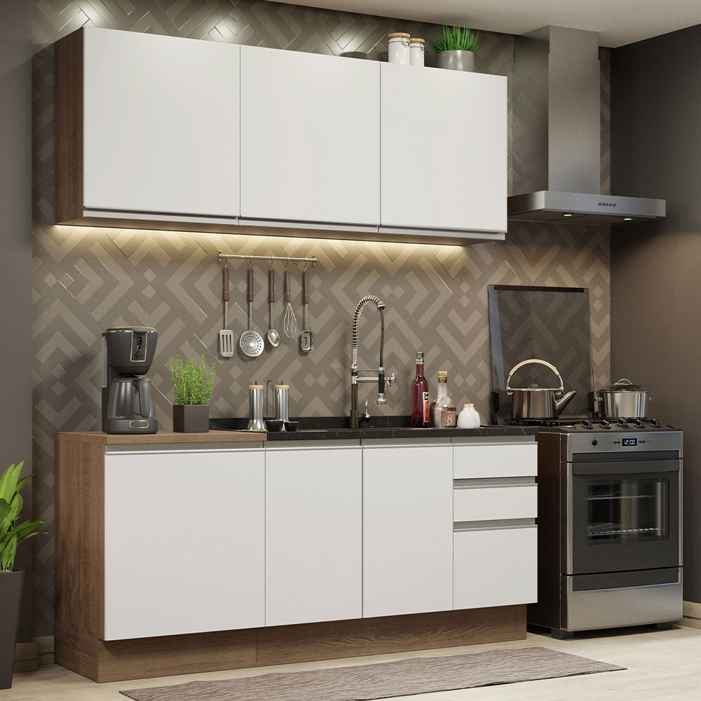 Cocina Compacta 180cm Marrón/Blanco Glamy Madesa 05