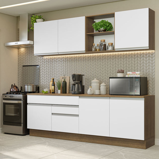 Cocina Integral 240cm Marrón/Blanco Glamy Madesa 06