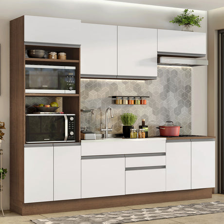 Cocina Integral 270cm Marrón/Blanco Glamy Madesa 13