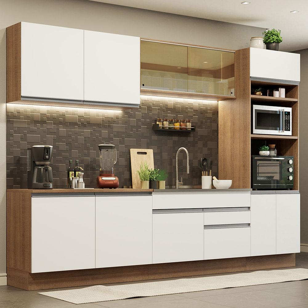 Cocina Integral 310cm Marrón/Blanco Glamy 01