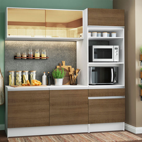 Cocina Compacta 180cm Blanco/Marrón Diamante Madesa 02