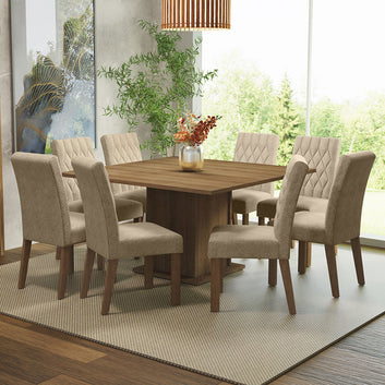 Juego de Comedor Mesa Encimera de Madera 8 Sillas Marrón/Imperial Leila