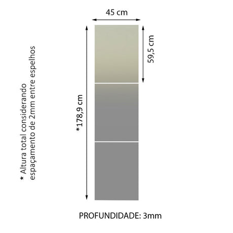 Kit Madesa Con 3 Espejos de 59,5 x 45 cm para Ropero