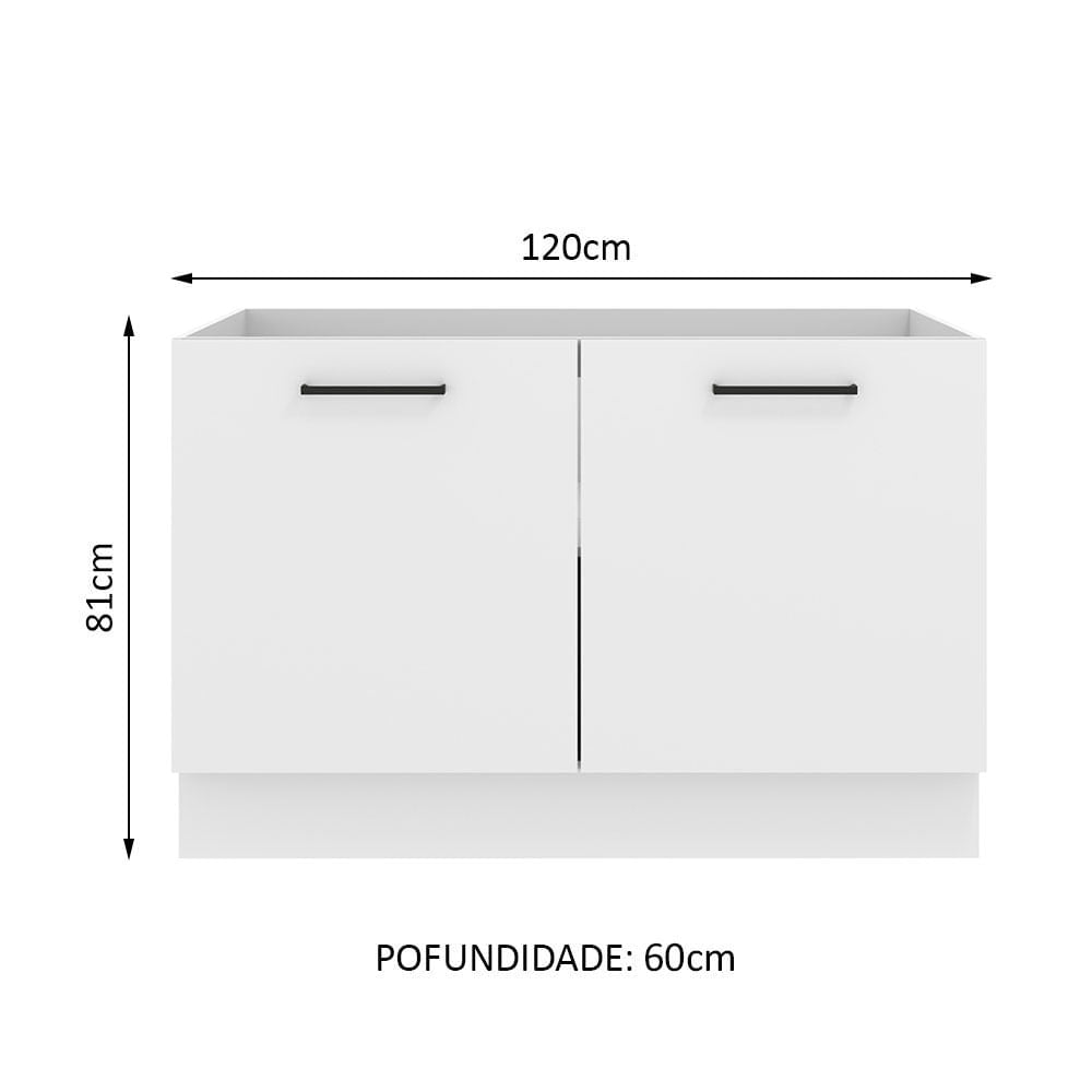 Mueble de Cocina para Fregadero 120 x 60 cm 2 Puertas (Sin Encimera) Blanco Agata