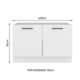 Mueble de Cocina para Fregadero 120 x 60 cm 2 Puertas (Sin Encimera) Blanco Agata