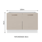 Gabinete Bajo 120 cm 2 Puertas Sin Encimera Blanco/Crema Agata Madesa