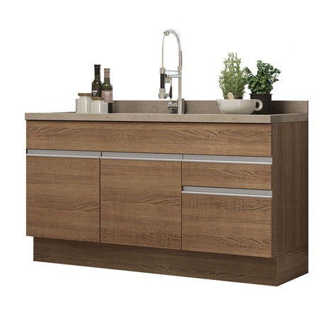 Mueble de Cocina Madesa Glamy 150 cm 2 Cajones 2 Puertas (Sin Tablero Ni Fregadero) Marrón