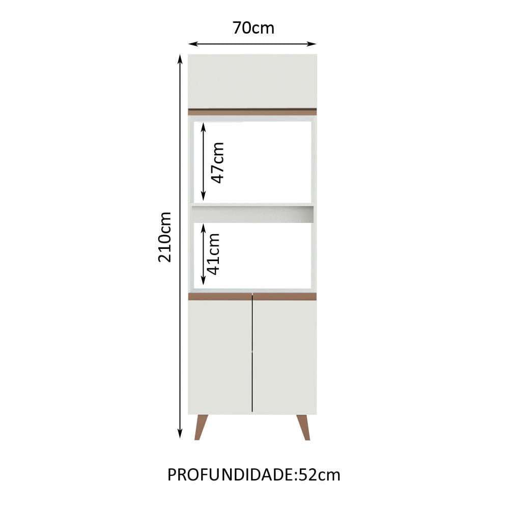 Mueble de Cocina para Horno 70 cm 3 Puertas Blanco Reims