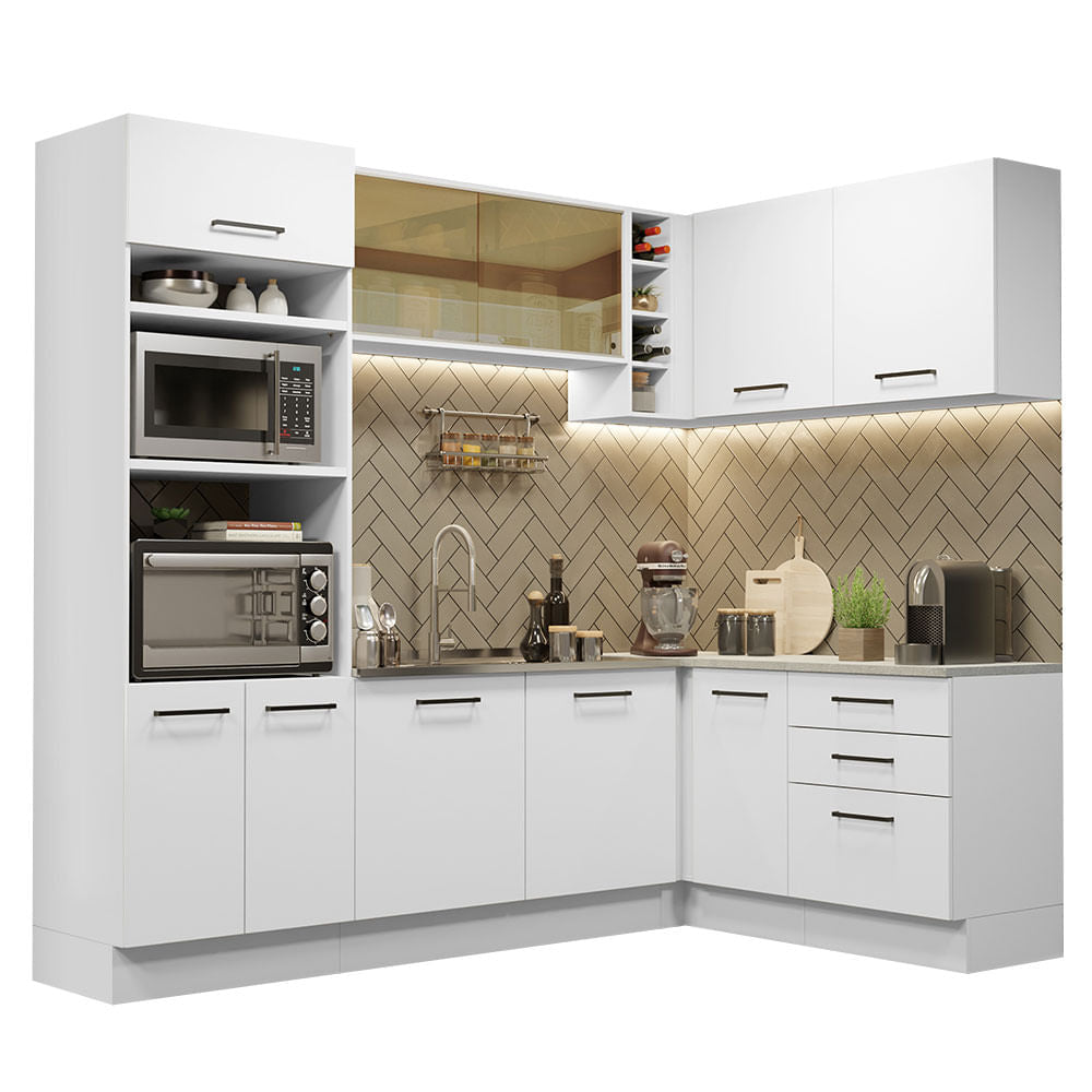 Cocina Integral Esquinera 399cm Blanco Agata 01