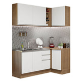 Cocina Integral Esquinera 269cm Marrón/Blanco Glamy Madesa 01