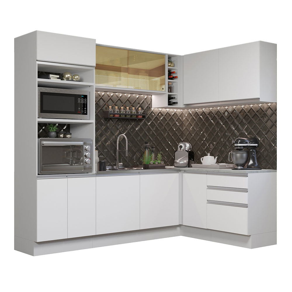 Cocina Integral Esquinera 399cm Blanco Glamy 02