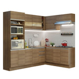 Cocina Integral Esquinera 419cm Marrón Glamy Madesa 01