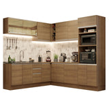 Cocina Integral Esquinera 459cm Marrón Glamy 01