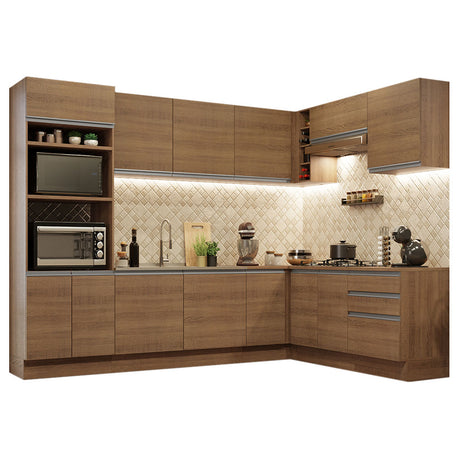 Cocina Integral Esquinera 479cm Marrón Glamy Madesa 01