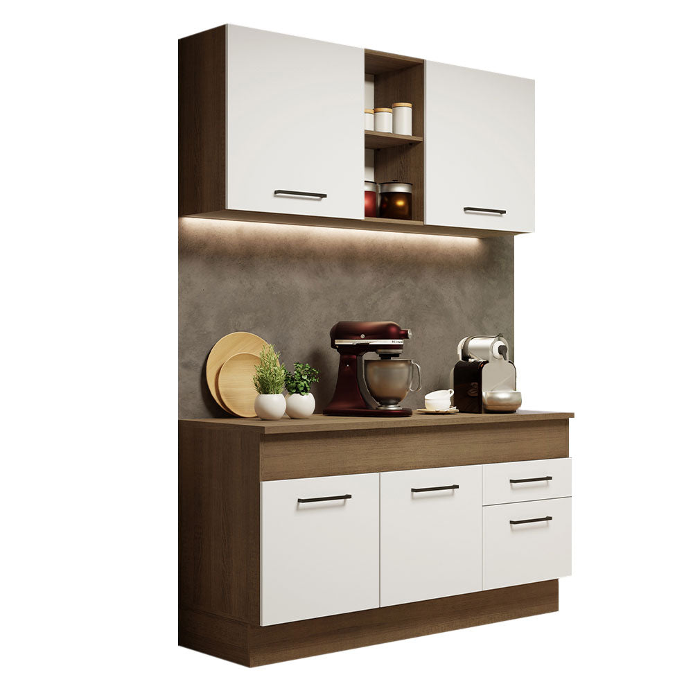 Cocina Integral 150cm Marrón/Blanco Agata 01