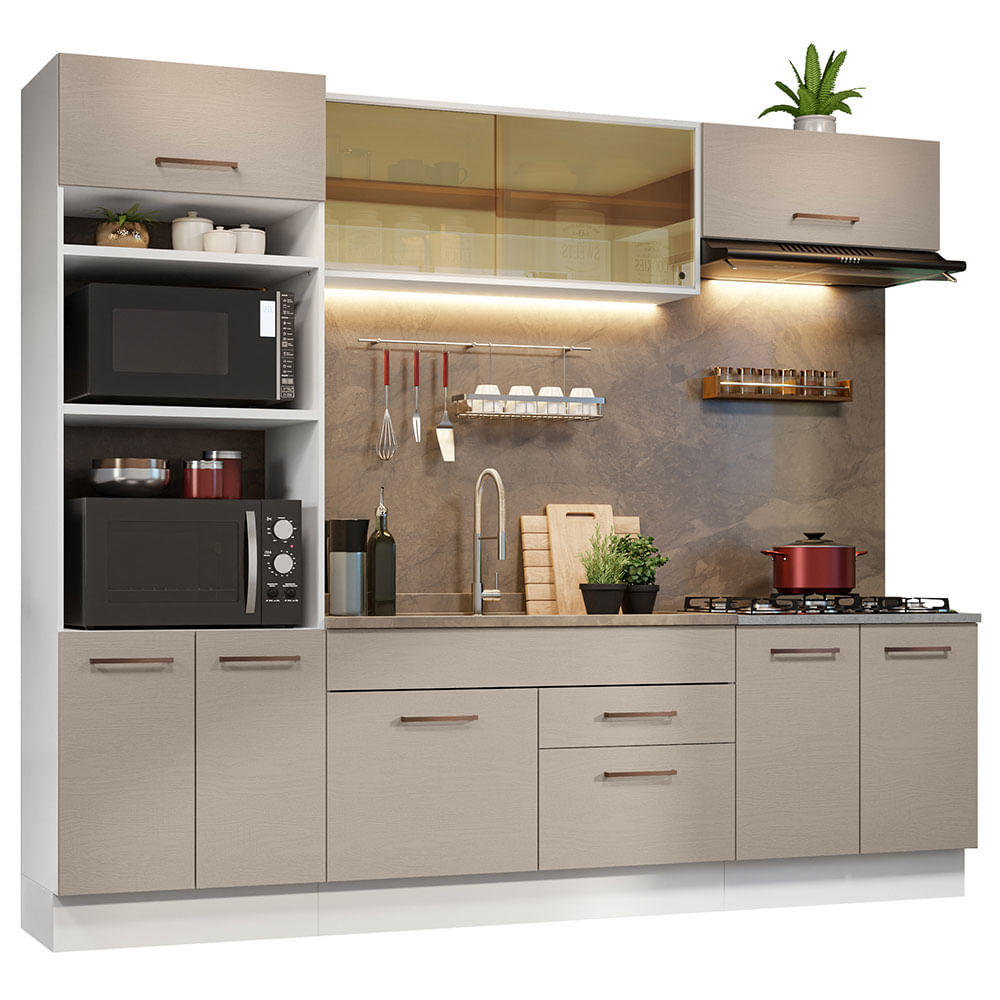 Cocina Integral 270cm Blanco/Crema Agata 03