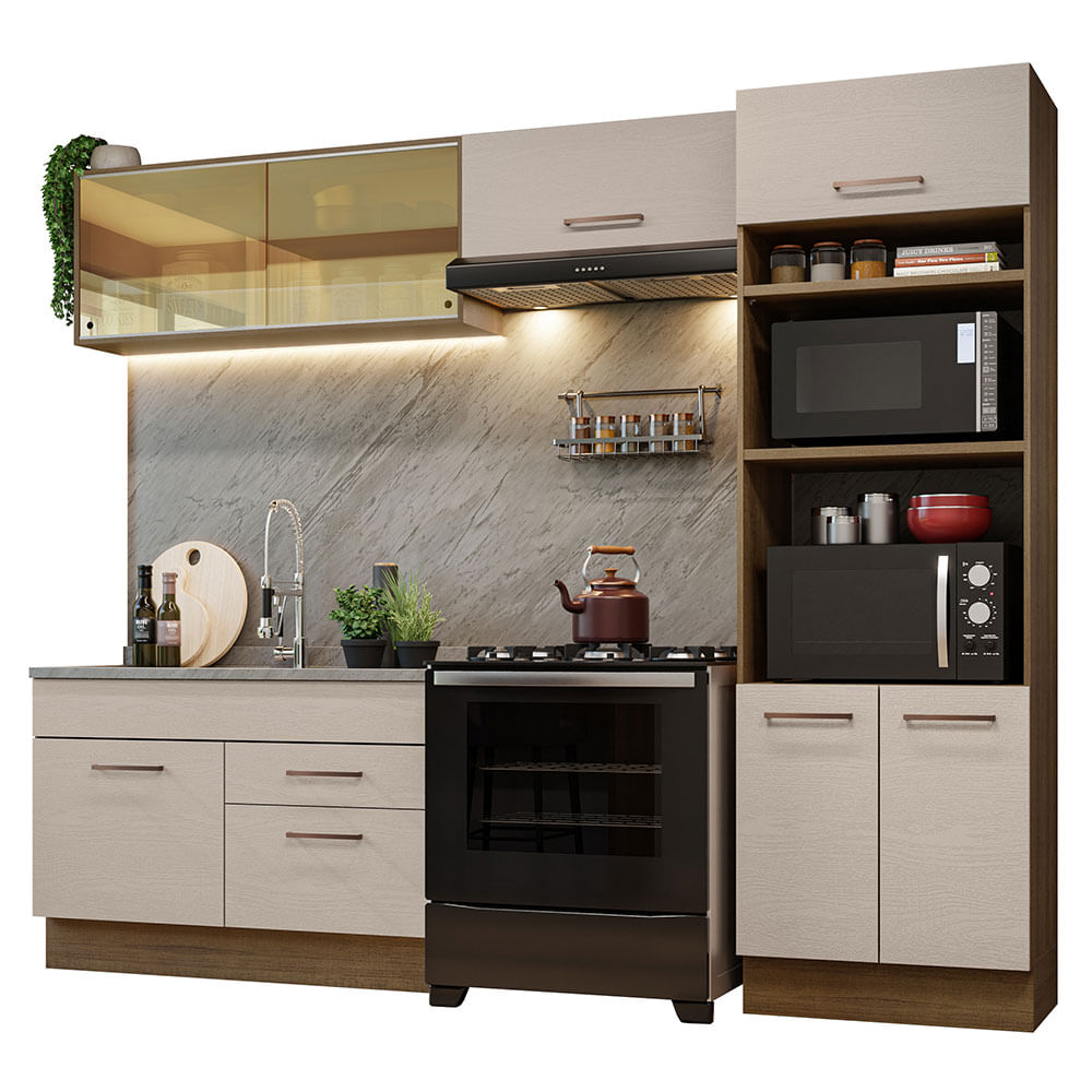 Cocina Integral 270cm Marrón/Crema Agata 05