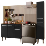 Cocina Compacta 137cm Marrón/Negro Emilly Silver Madesa 01