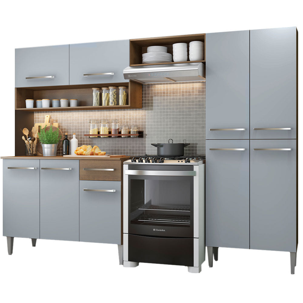 Cocina Integral 229cm Marrón/Gris Emilly Pop 02