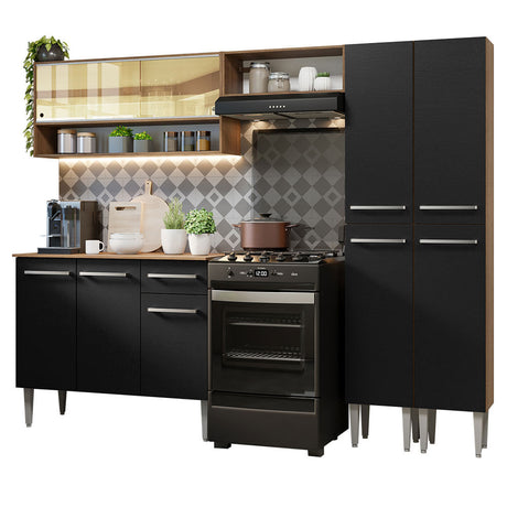 Cocina Integral 229cm Marrón/Negro Emilly Madesa 04