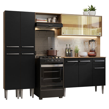 Cocina Integral 229cm Marrón Marrón/Negro Emilly Madesa 06