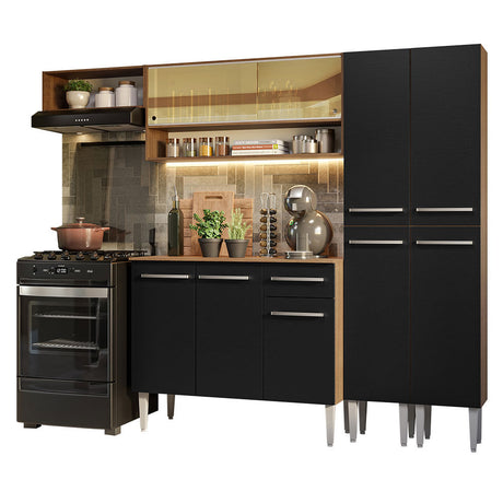 Cocina Integral 229cm Marrón/Negro Emilly Madesa 07