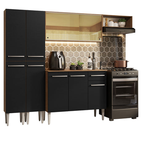 Cocina Integral 229cm Marrón/Negro Emilly Madesa 09