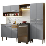 Cocina Integral 229cm con Fregadero Marrón/Gris Emilly 10