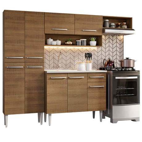 Cocina Integral 229cm Con Fregadero Marrón Emilly Madesa 12