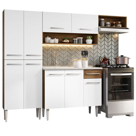 Cocina Integral 229cm Con Fregadero Marrón/Blanco Emilly Madesa 12