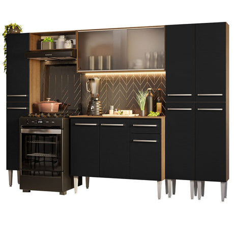 Cocina Integral 261cm Marrón/Negro Emilly Madesa 06