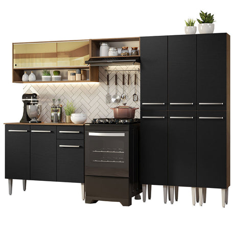 Cocina Integral 261cm Marrón/Negro Emilly Madesa 08