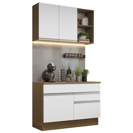 Cocina Compacta 120cm Marrón/Blanco Glamy Madesa 08