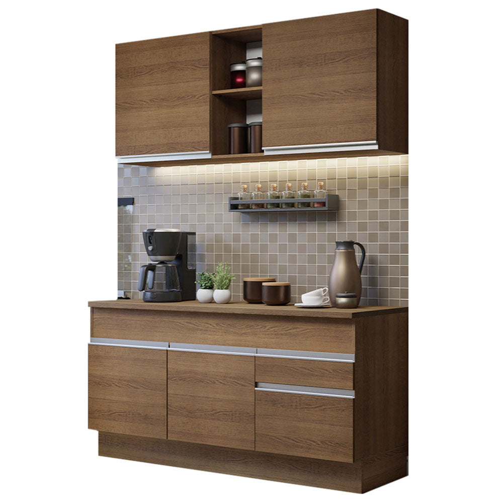 Cocina Integral 150cm Marrón con Encimera Glamy 01