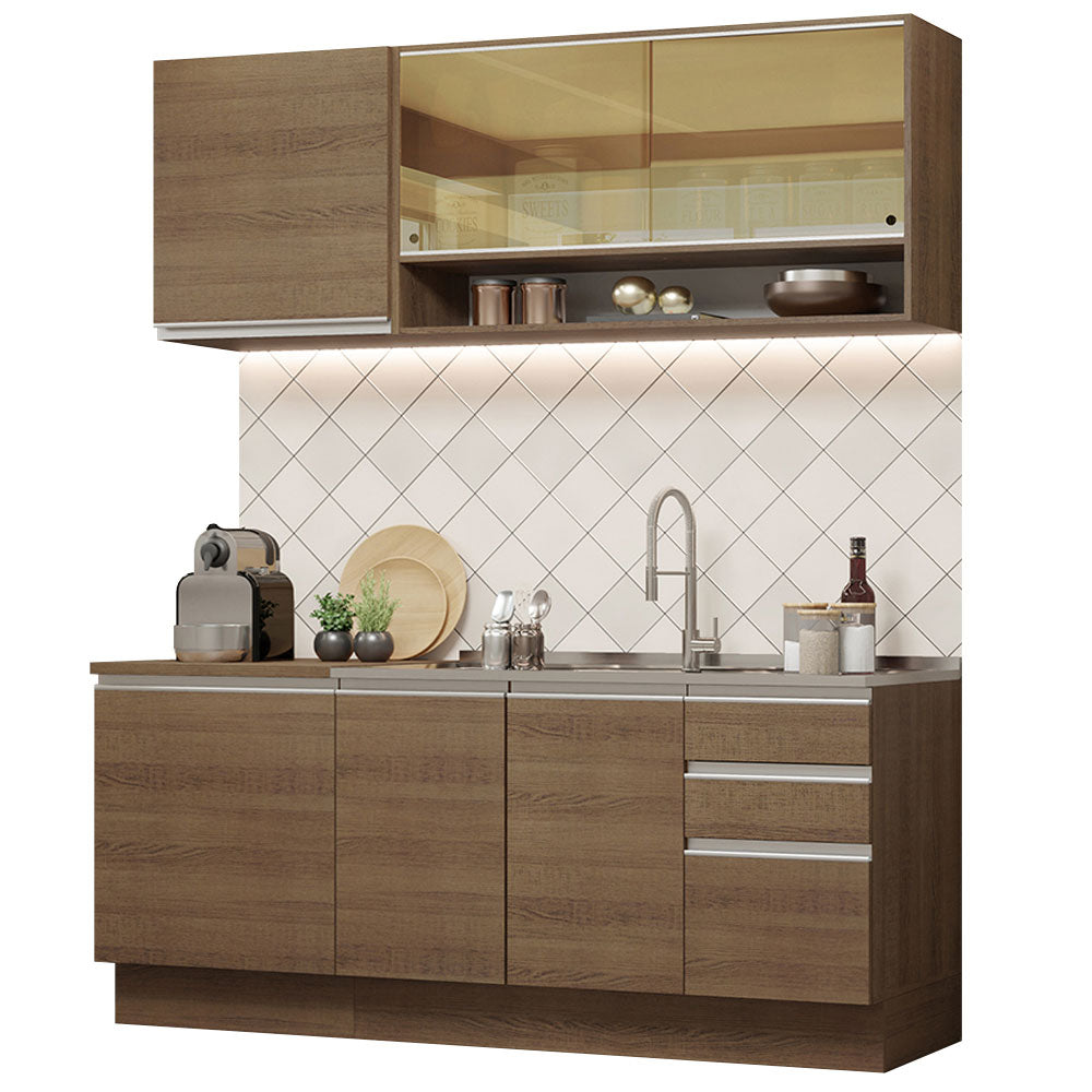 Cocina Compacta 180cm Marrón Glamy Madesa 06